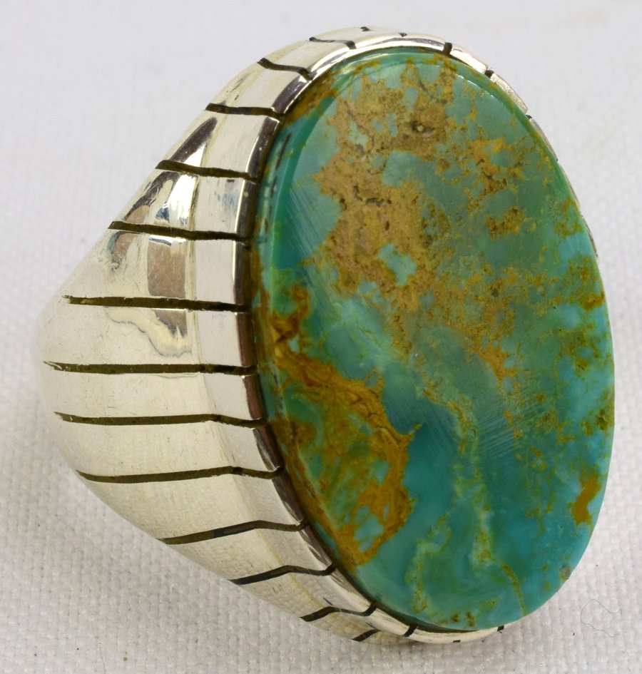 Ray Jack Sterling Green Turquoise Men's Ring (1 of 5)