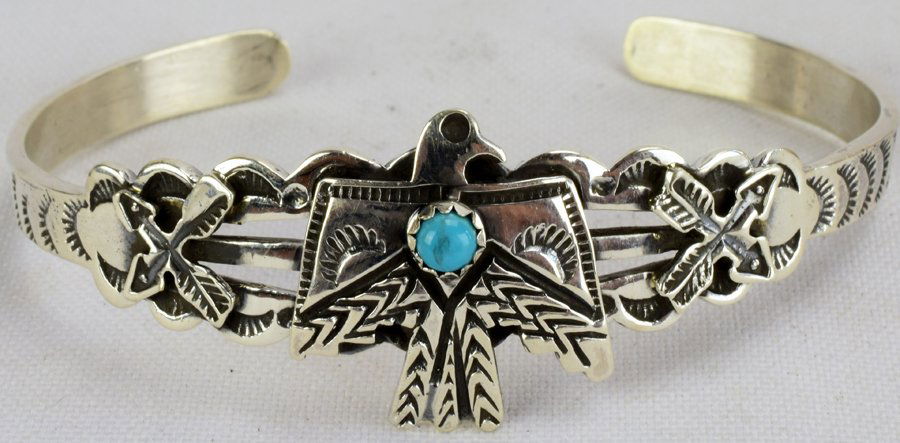 Russell Sam Sterling Thunderbird Cuff Bracelet (1 of 1)