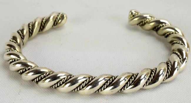 Elaine Tahe Heavy Sterling Rope Twist Cuff Bracelet (1 of 4)