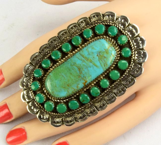 Navajo Sterling Huge Masterpiece Turquoise Ring (1 of 6)