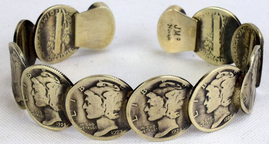 Navajo Mercury Dime Cuff Bracelet by James McCabe (1 of 5)
