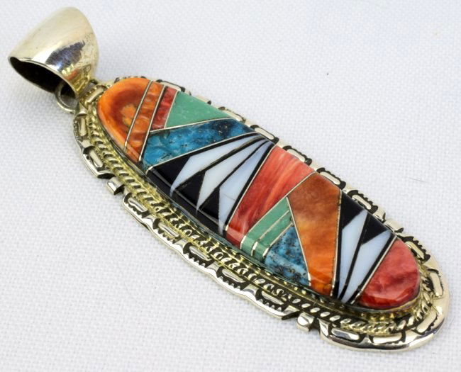 Augustine Largo Navajo Multi-Stone Inlay Pendant (1 of 4)