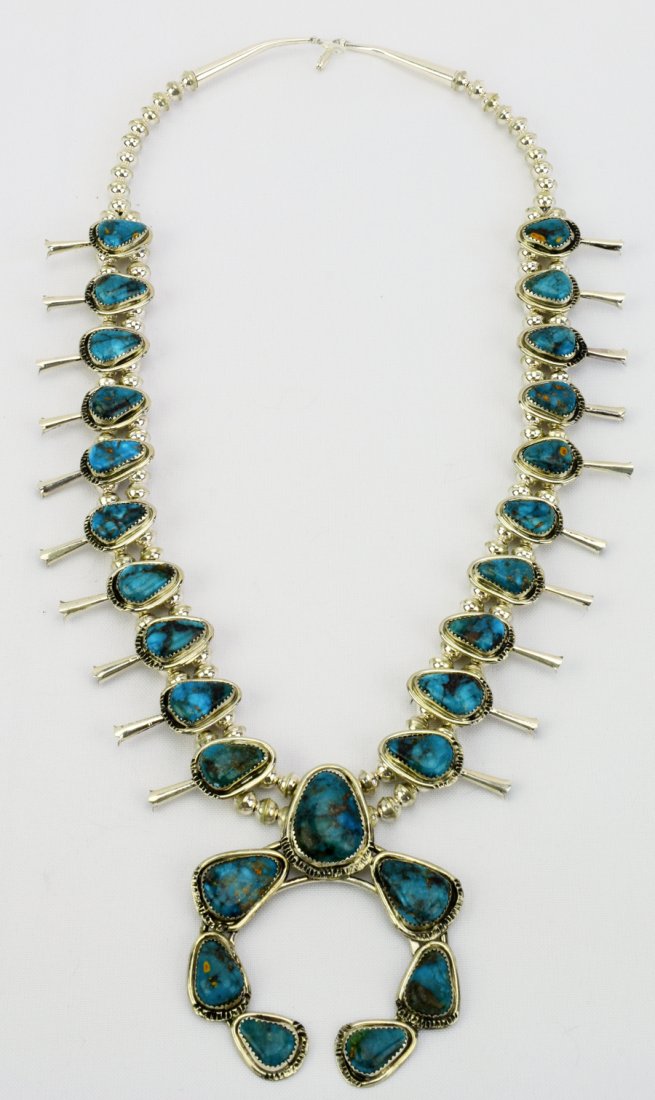 Gloria Etsitty Sterling Squash Blossom Necklace set (1 of 4)