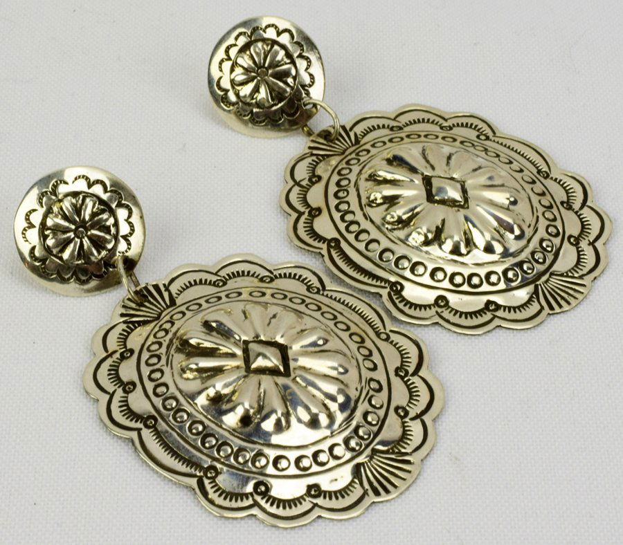 Navajo Sterling Silver Concho Dangle Earrings (1 of 3)