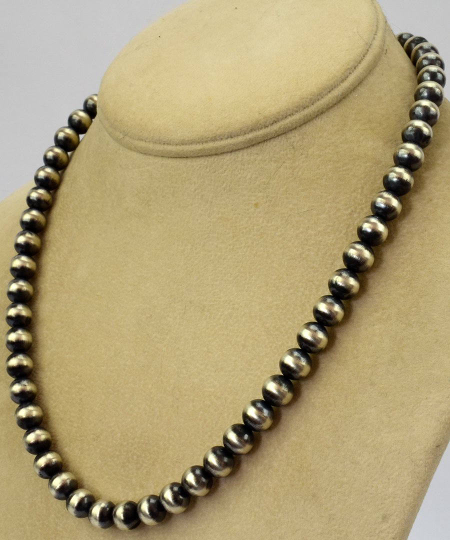 Navajo Sterling Silver Bench Bead Necklace (1 of 4)