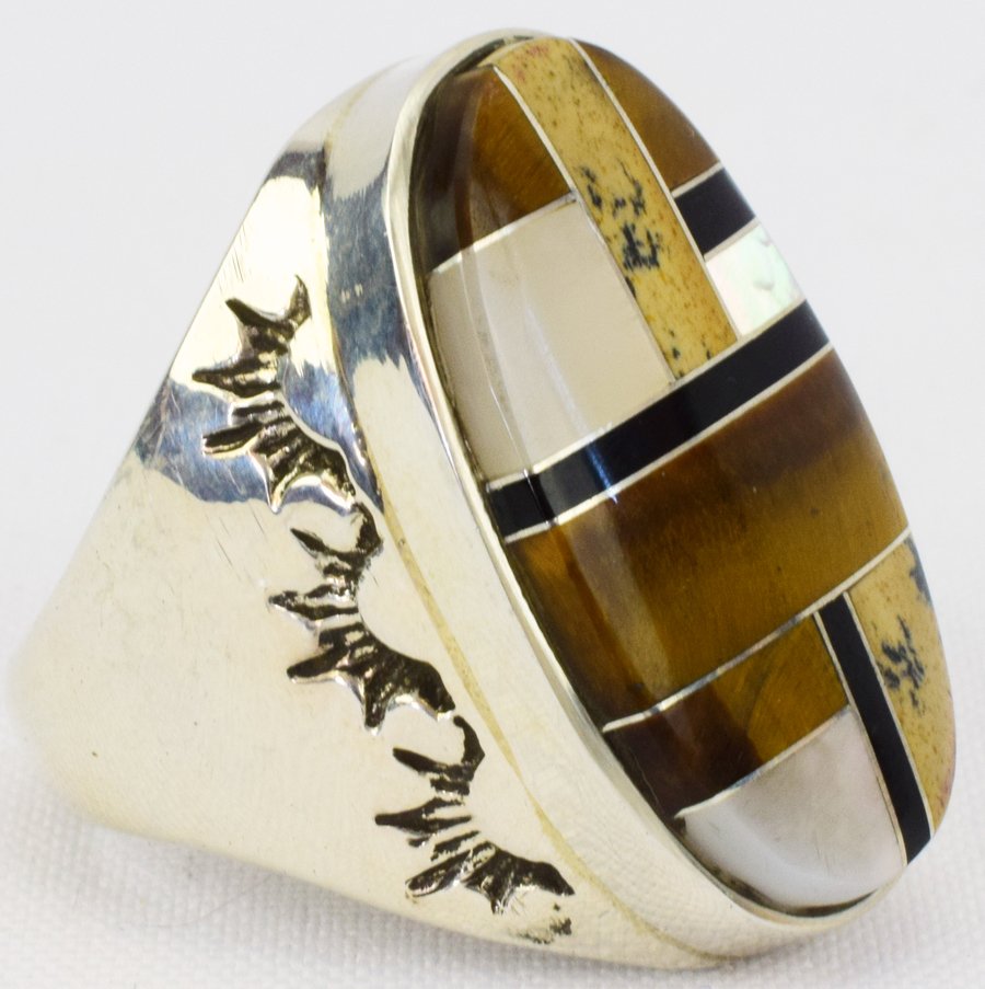 Men's Sterling Multi & Tiger Eye Ring by Ray Jack (1 of 5)