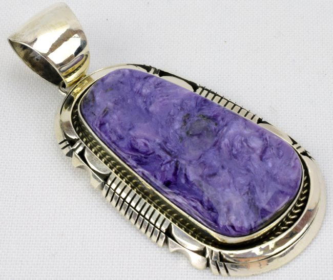 Robert Shakey Sterling Charoite Navajo Pendant (1 of 3)