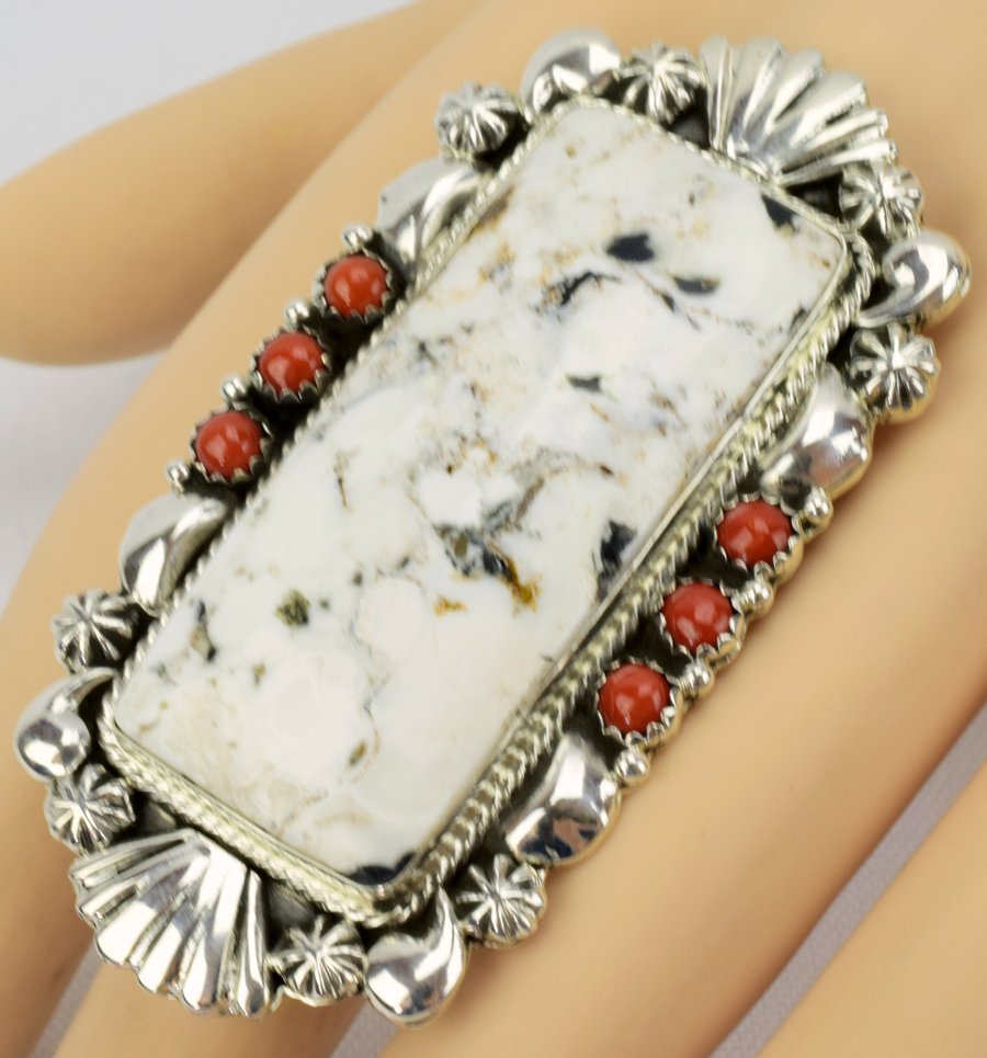 Geraldine James Large  White Buffalo Turquoise Ring (1 of 4)