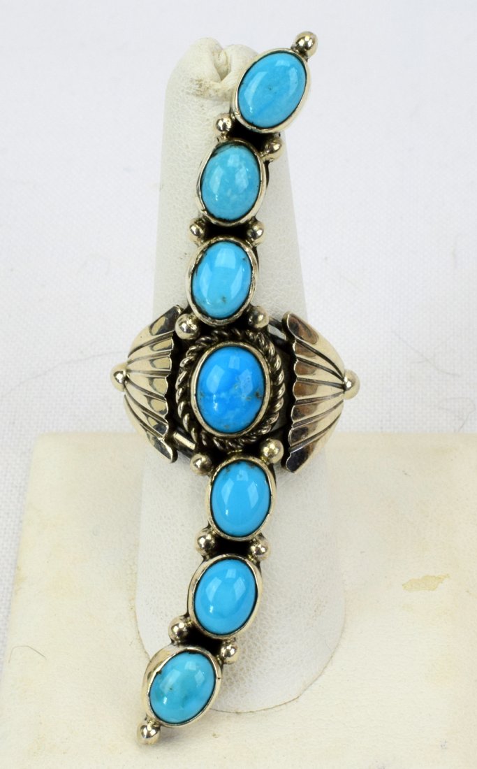 Geraldine James Sterling Turquoise Long Ring (1 of 4)