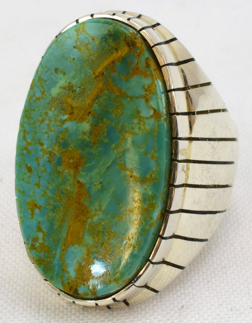 Ray Jack Sterling Silver Green Turquoise Men's Ring (1 of 4)