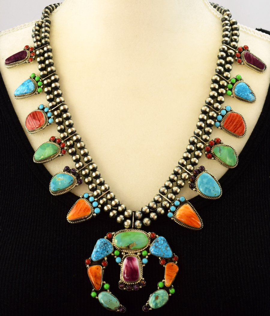 Geraldine James Multi-Stone Squash Blossom Necklace set (1 of 8)