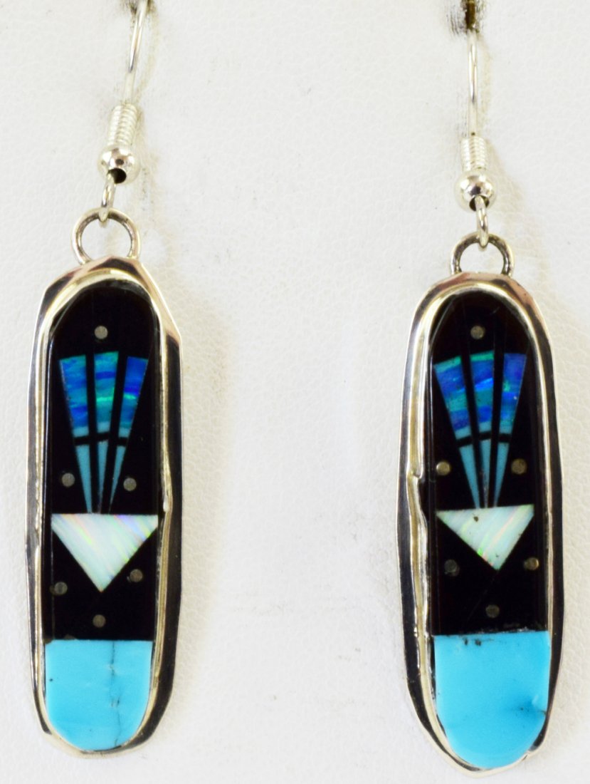 Gilbert Smit Sterling Silver Multi-Stone Inlay Earrings (1 of 3)