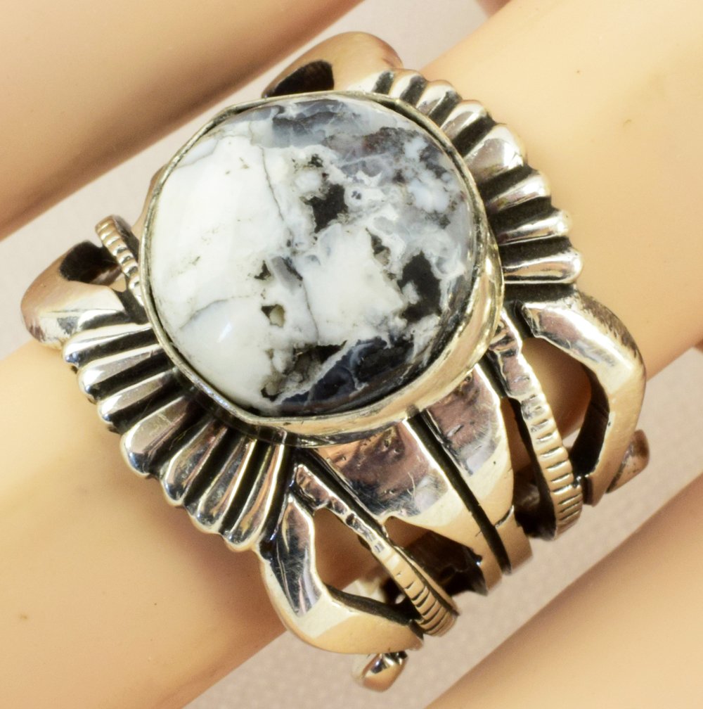 Russsell Sam White Buffalo Turquoise Band Ring (1 of 5)