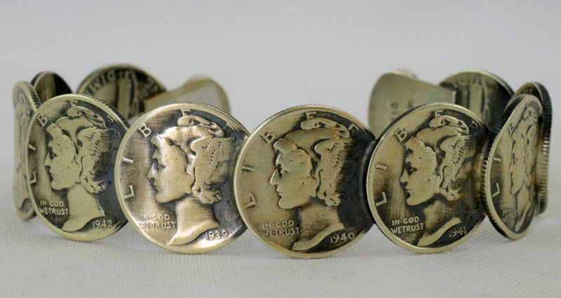 Navajo Mercury Dime Cuff Bracelet by James McCabe (1 of 6)