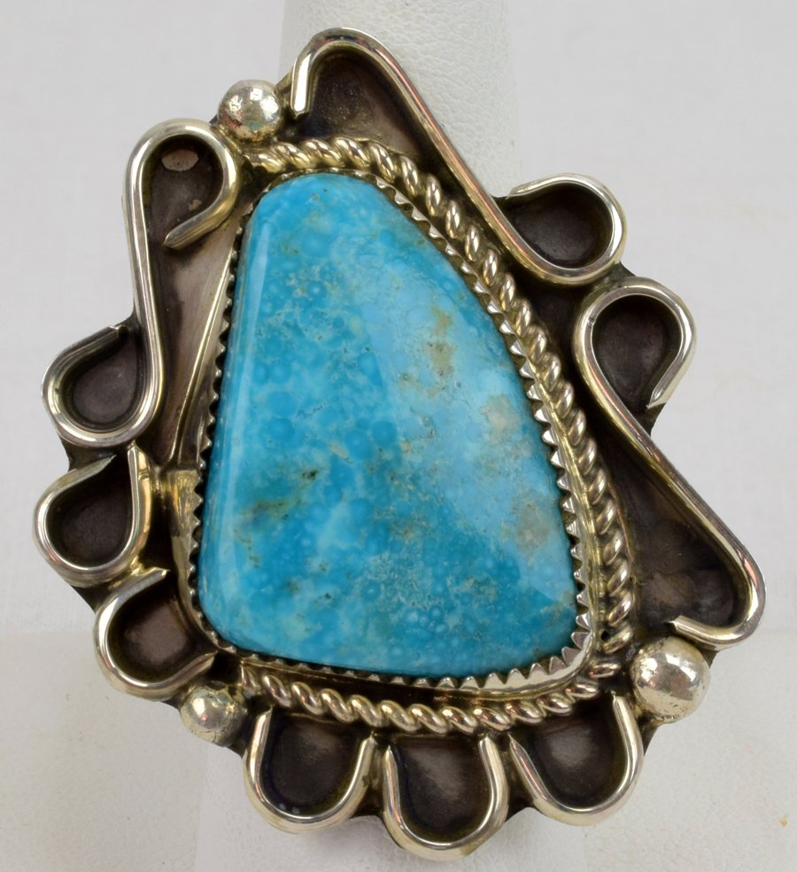 Navajo Sterling Kingman Turquoise Ring -K. Nez (1 of 5)