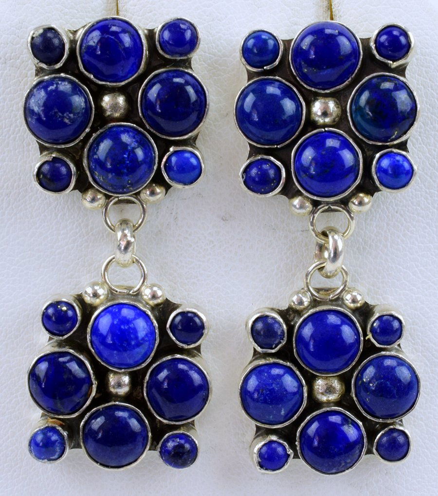 Navajo Sterling Silver Lapis Dangle Earrings (1 of 3)