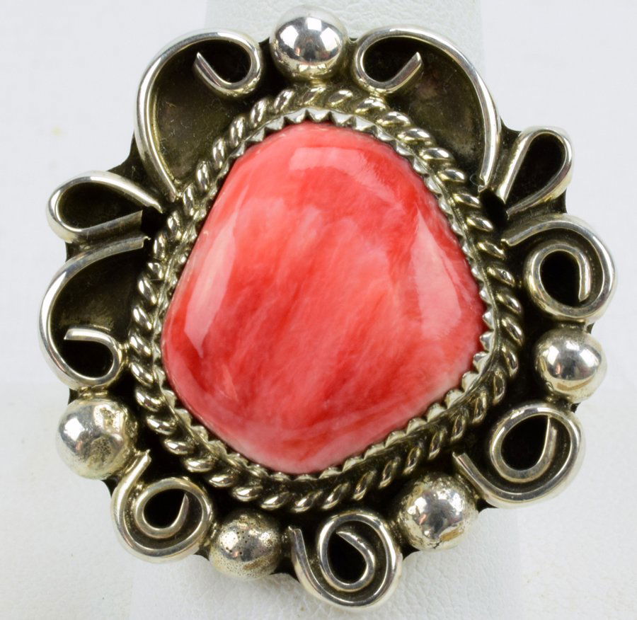 Navajo Sterling Silver Spiny Oyster Ring - Leslie Nez (1 of 5)