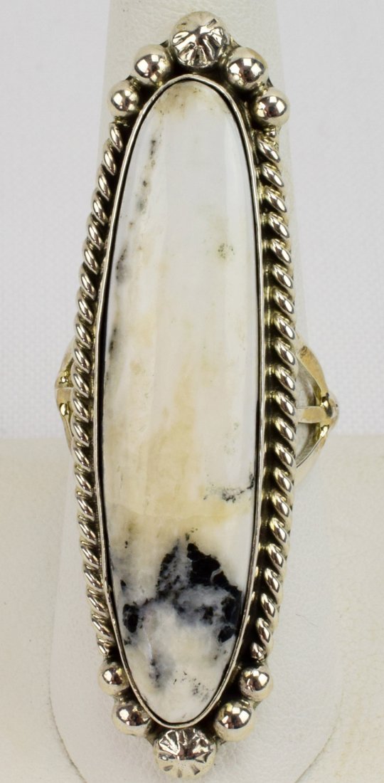 Navajo Sterling  Long White Buffalo Turquoise Ring (1 of 5)