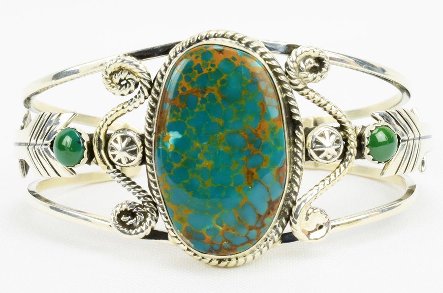 Marcella James Sterling Turquoise & Malachite Bracelet (1 of 4)