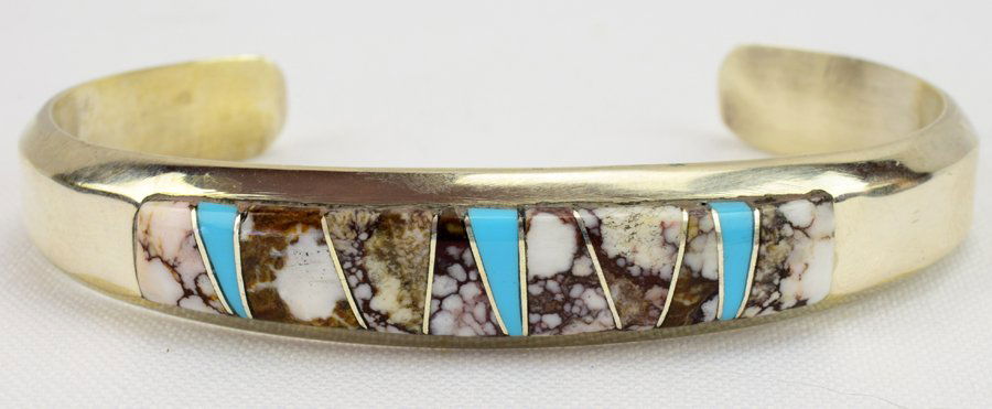 Navajo Sterling Wild Horse and Turquoise Inlay Bracelet (1 of 5)