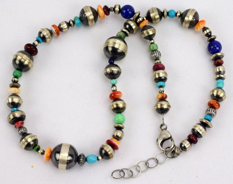 Navajo Bench Bead and Multi Stone Necklace (1 of 3)