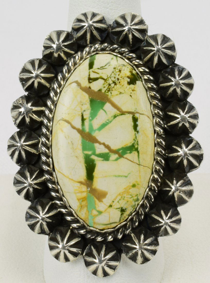 Robert Shakey Ribbon Turquoise Sterling Ring (1 of 6)