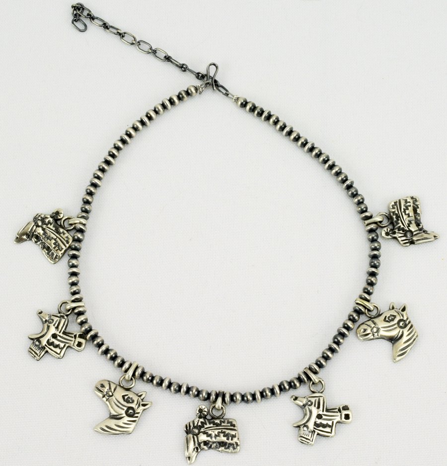Vintage Navajo Sterling "Lil Buckaroo" Charm Necklace (1 of 4)