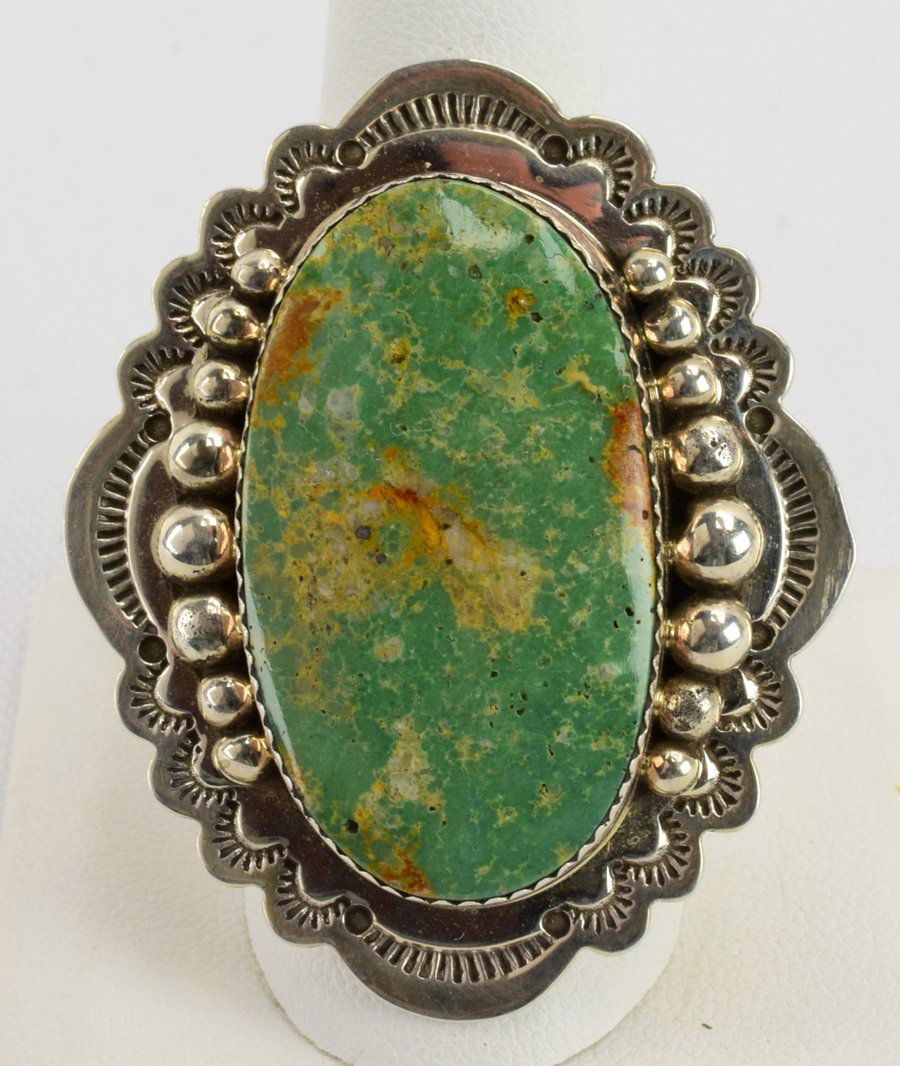 Navajo Sterling Turquoise Women's Ring-Lg. Size (1 of 5)
