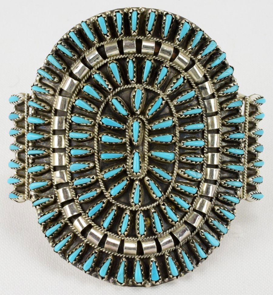 Native American Sterling Needlepoint Turquoise Bracelet (1 of 5)