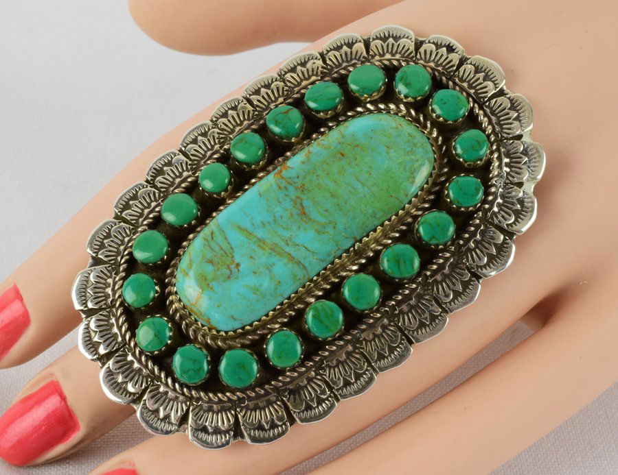 Navajo Sterling Huge Masterpiece Turquoise Ring (1 of 5)