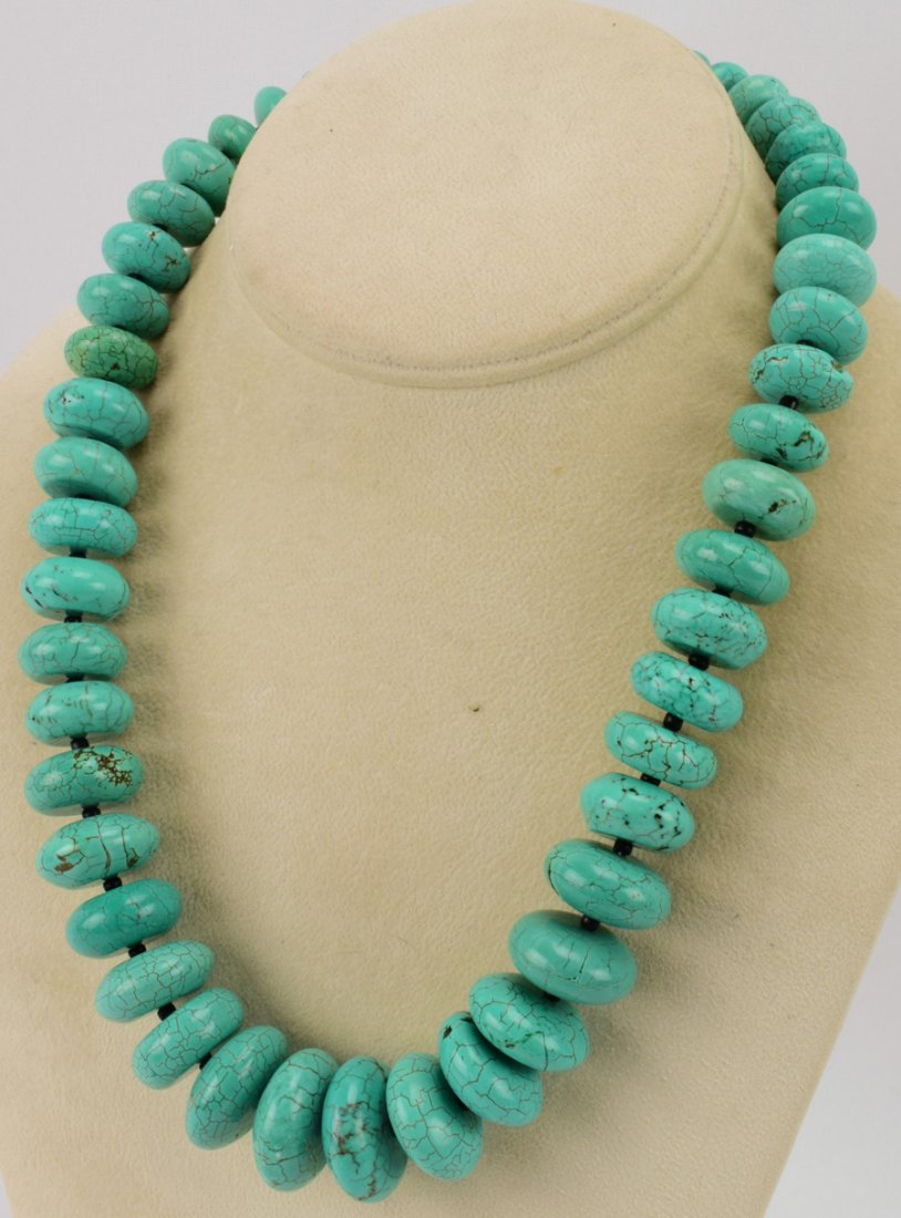 Navajo Large Turquoise Abacus Bead Necklace (1 of 4)