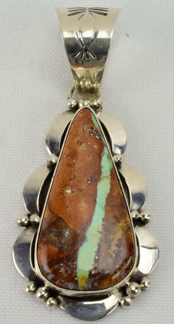 Mary Ann Spencer  Sterling Ribbon Turquoise Pendant (1 of 4)
