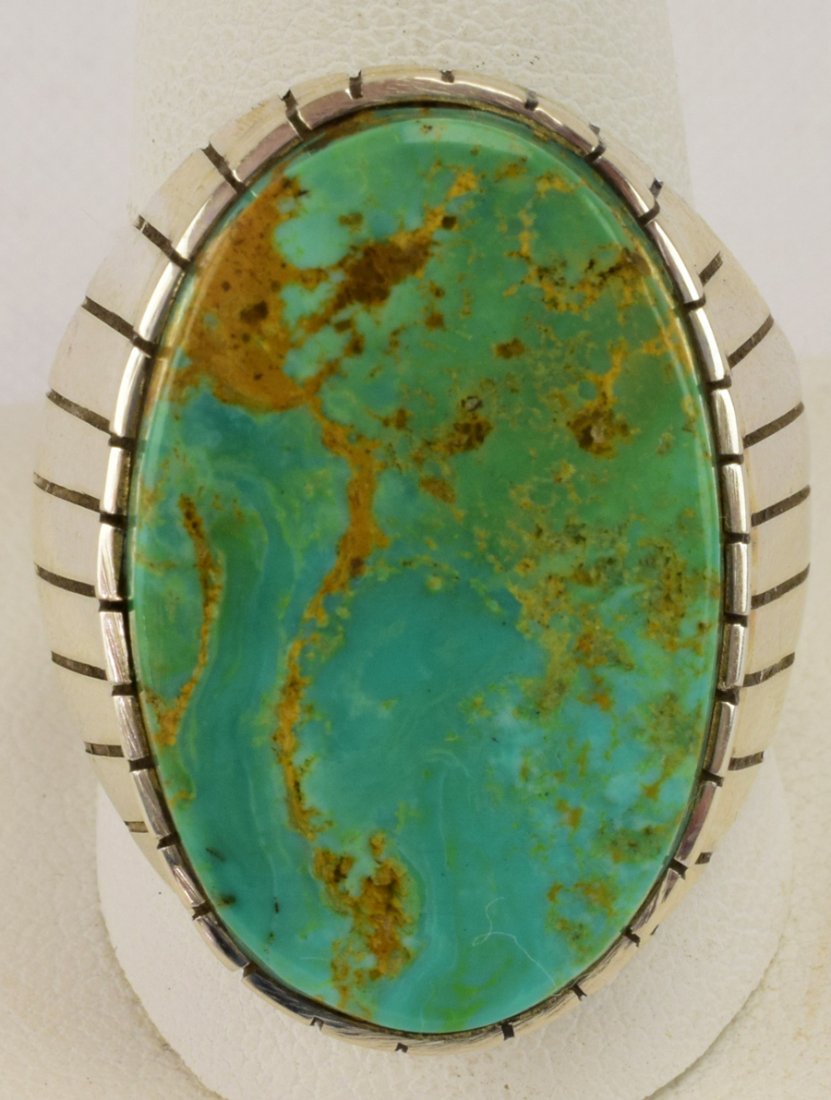 Ray Jack Sterling Silver Green Turquoise Men's Ring (1 of 4)