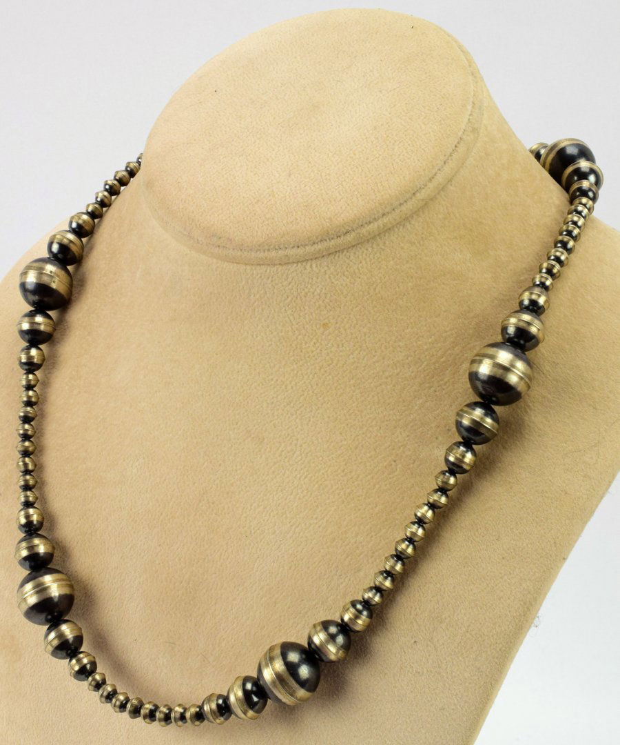 Native American  Sterling Silver Bench Bead Necklace (1 of 3)