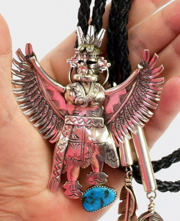 Navajo Bolo Tie with Eagle Dancer-Nelson Morgan (1 of 5)