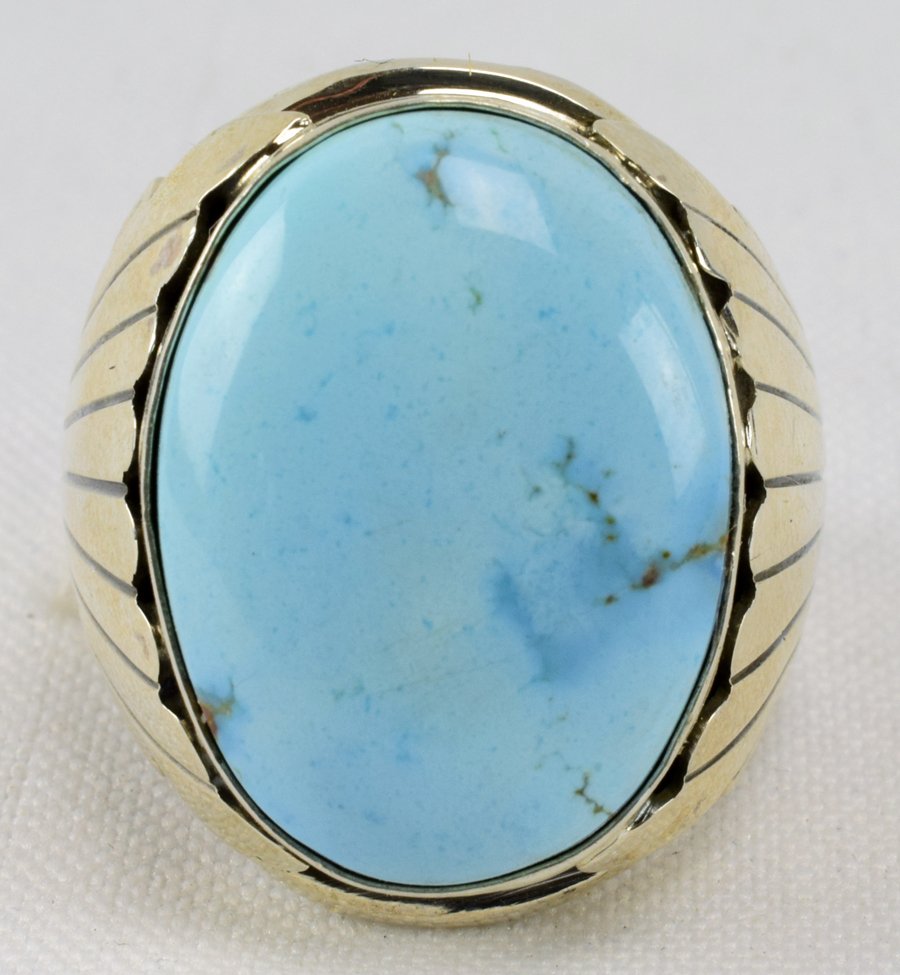 Maryann Spencer Sterling and Turquoise Men's Ring. (1 of 5)