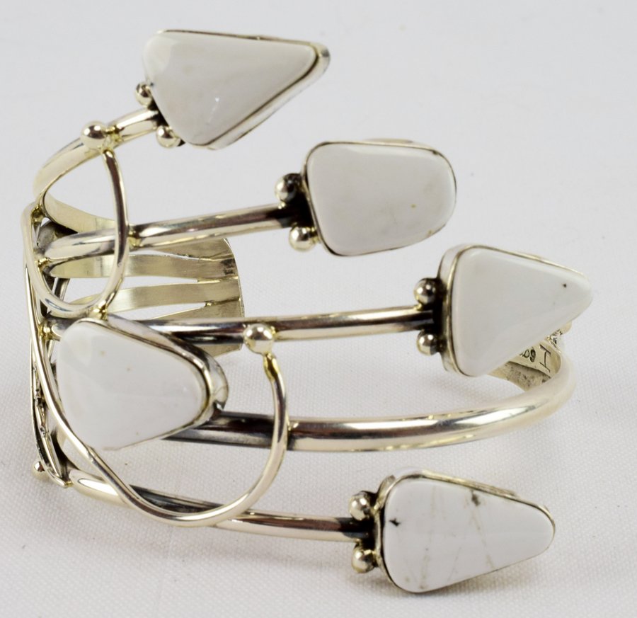 Sterling White Buffalo Turquoise Bracelet - H. Tahe (1 of 4)