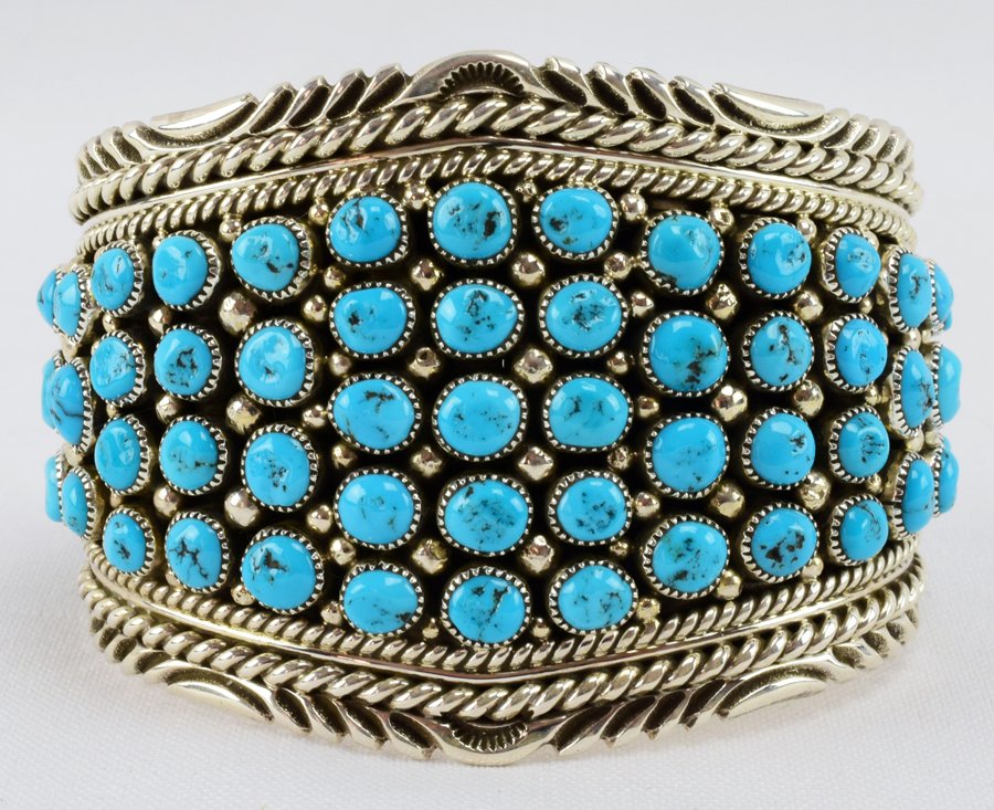 Tina Jones Masterpiece Sterling Turquoise Nugget Cuff (1 of 5)