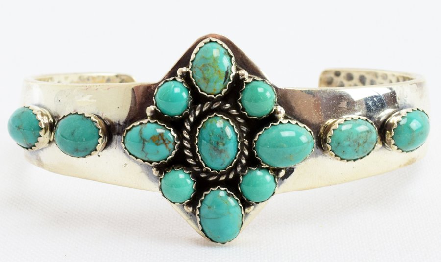 Native American Sterling Turquoise Cuff Bracelet (1 of 4)