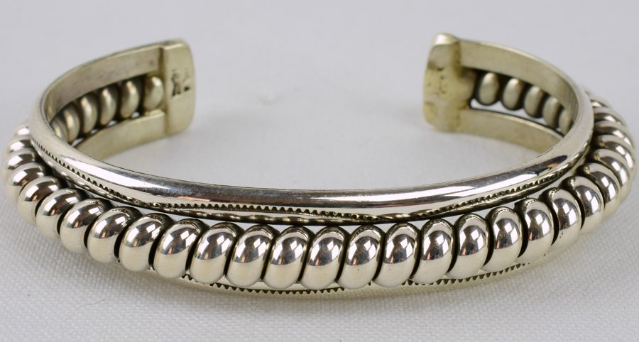 Navajo H. Tahe Sterling Silver Twisted Rope Bracelet (1 of 4)