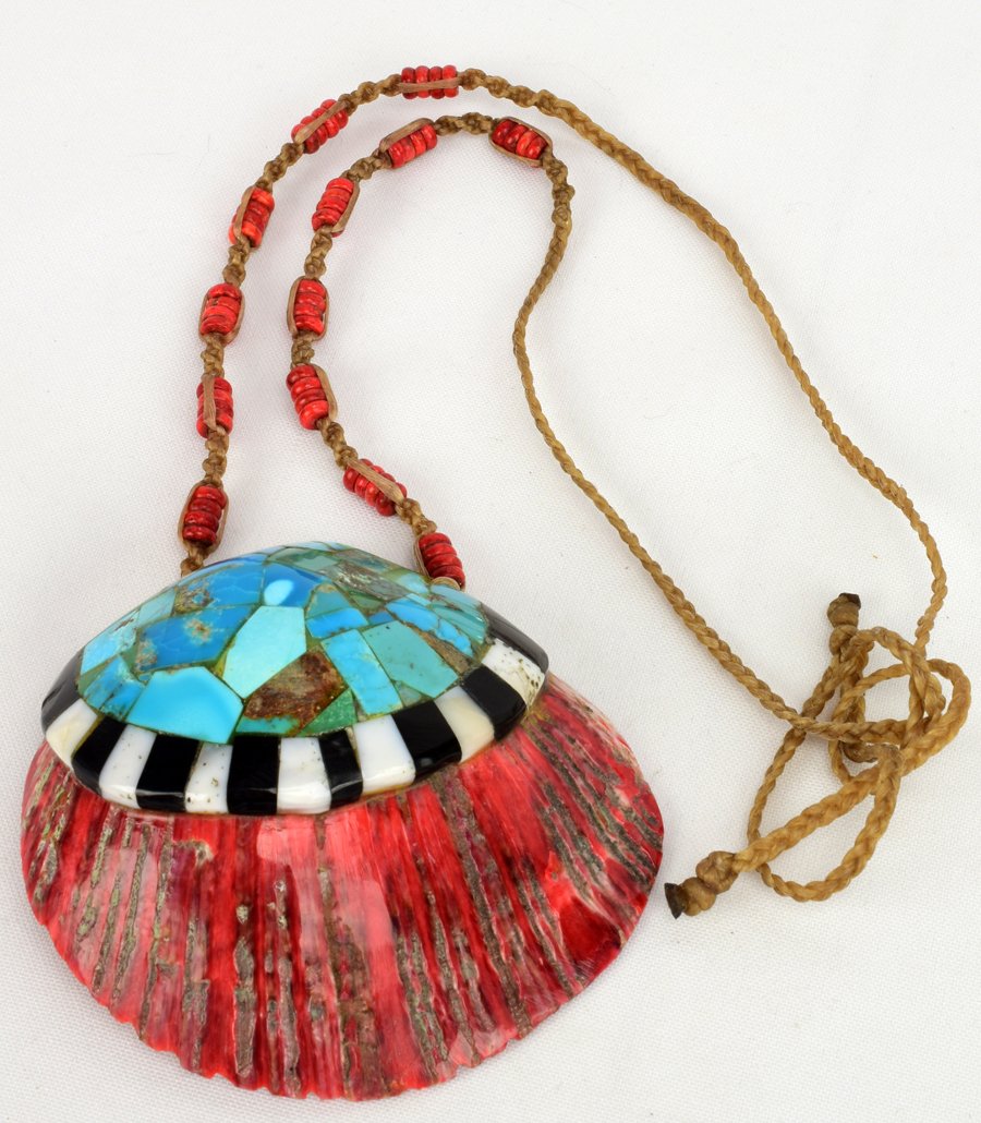Santo Domingo Old Pawn Hand Inlay Shell Necklace (1 of 3)