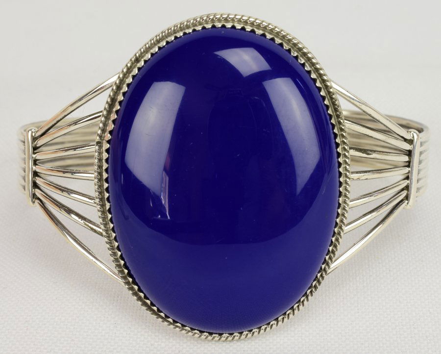Navajo Sterling Silver Lapis Cuff Bracelet (1 of 4)