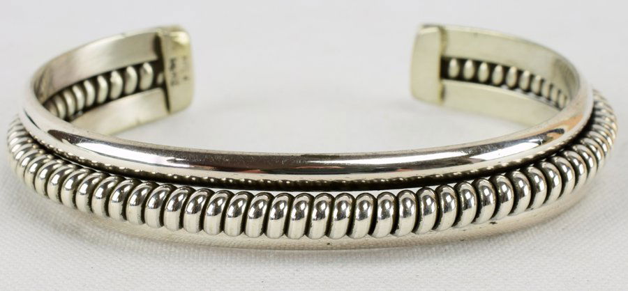 Navajo H. Tahe Sterling Silver Twisted Rope Bracelet (1 of 4)
