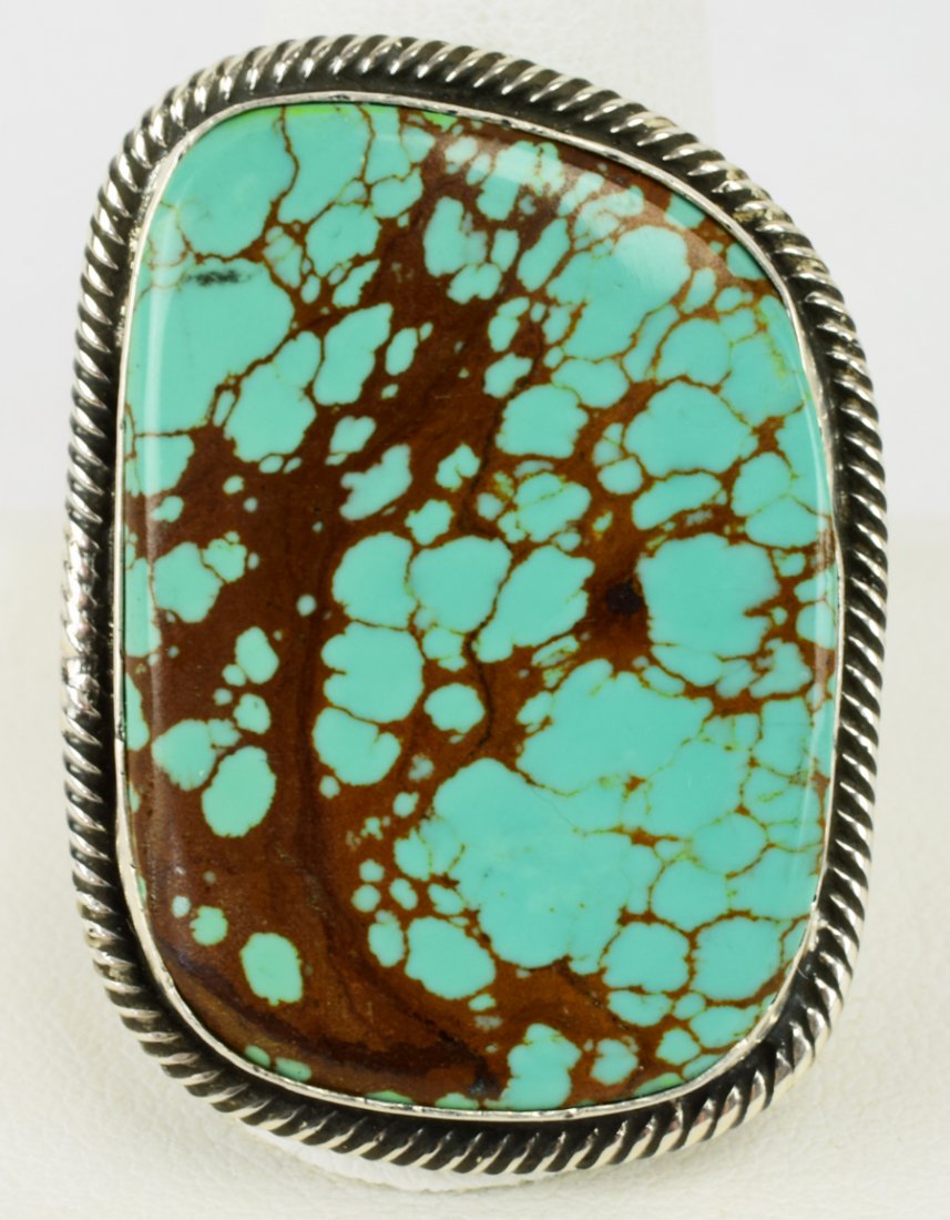 Navajo Sterling Silver Huge Turquoise Men's Ring (1 of 5)