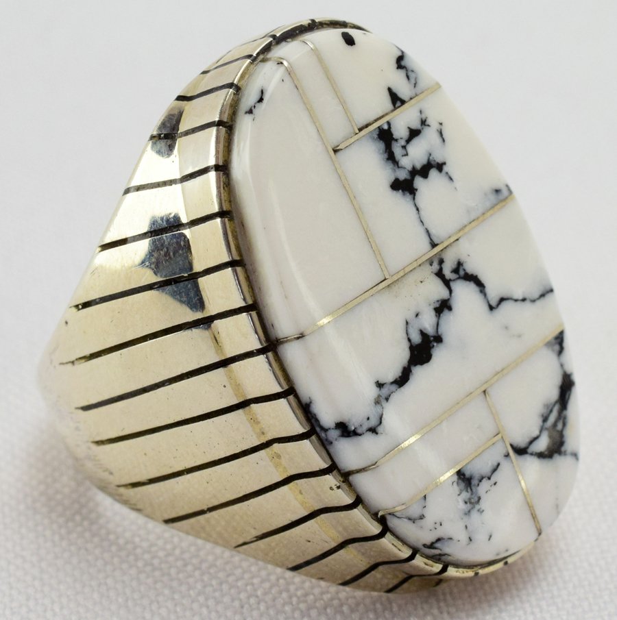 Ray Jack Sterling White Buffalo Turquoise Men's Ring (1 of 4)