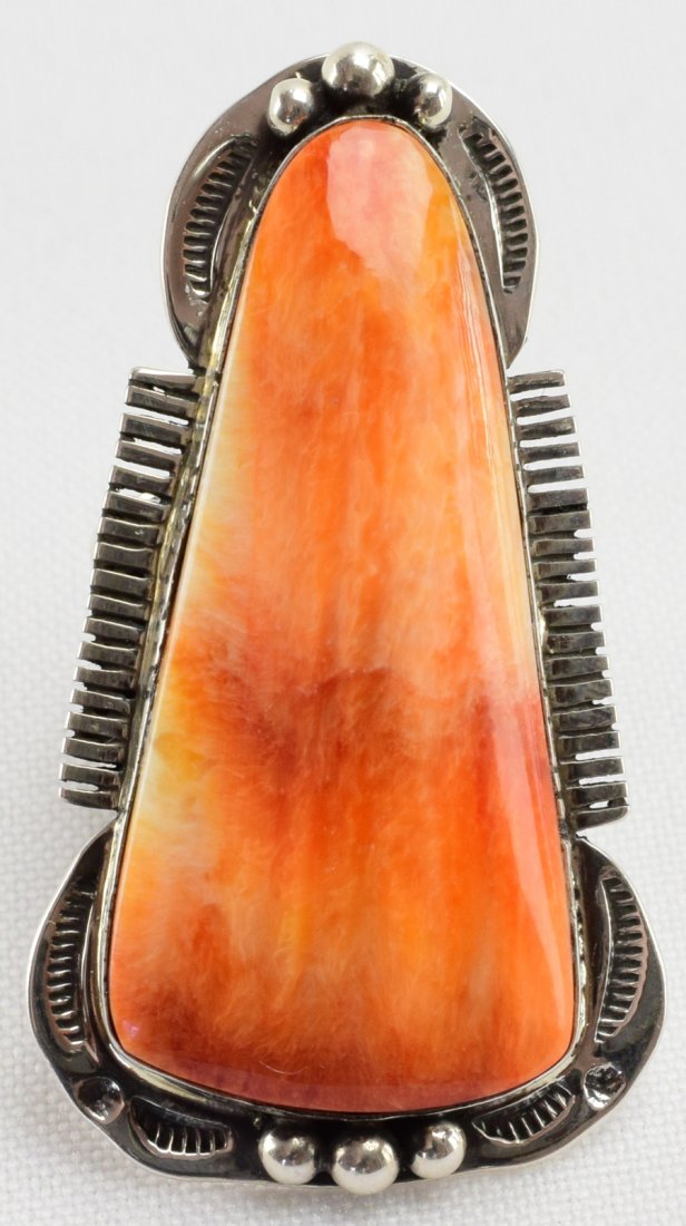 Navajo Sterling Large Spiny Oyster Ring - Russell Sam (1 of 5)