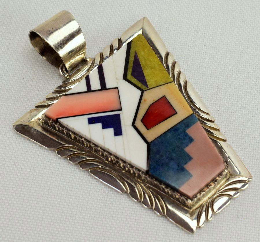 Wilson Dawes Sterling Silver Multi-Stone Inlay Pendant (1 of 5)