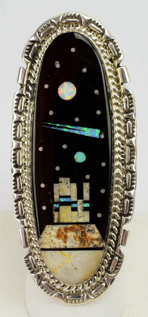 Navajo Sterling Long Multi-Stone Inlay Ring (1 of 5)