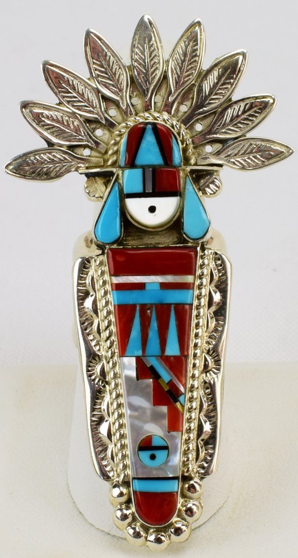 R. P. Edookie Masterpiece Sterling Inlay Kachina Ring (1 of 6)