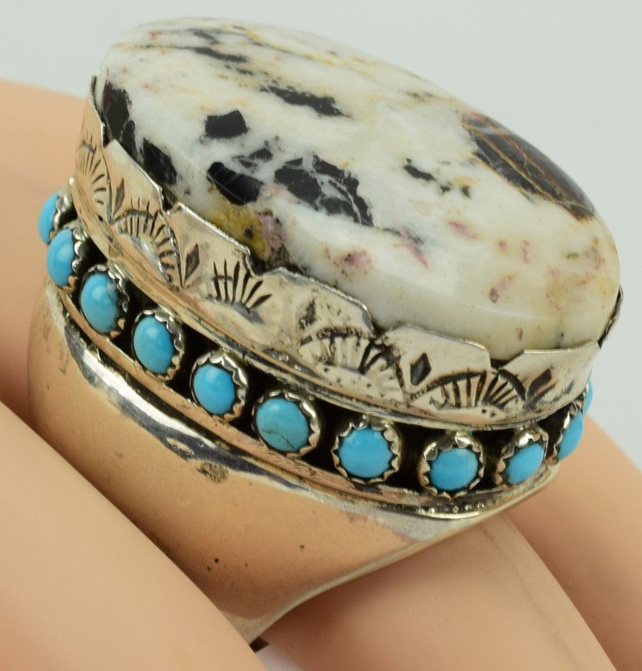 Robert Shakey Masterpiece Men's White BuffaloTurq. Ring (1 of 8)